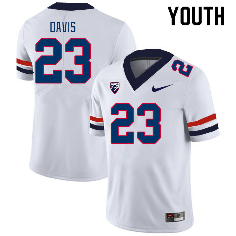 Youth #23 Tacario Davis Arizona Wildcats College Football Jerseys Stitched-White